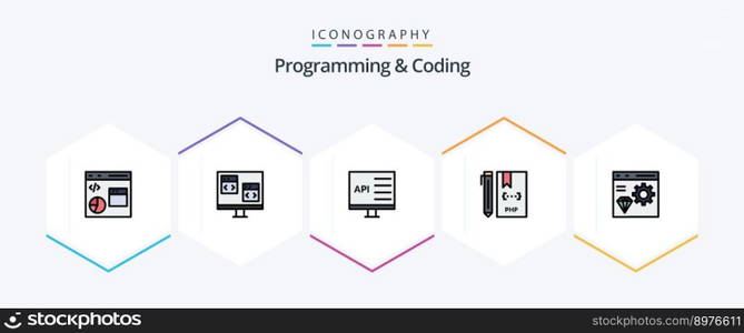 Programming And Coding 25 FilledLine icon pack including coding. app. develop. php. development