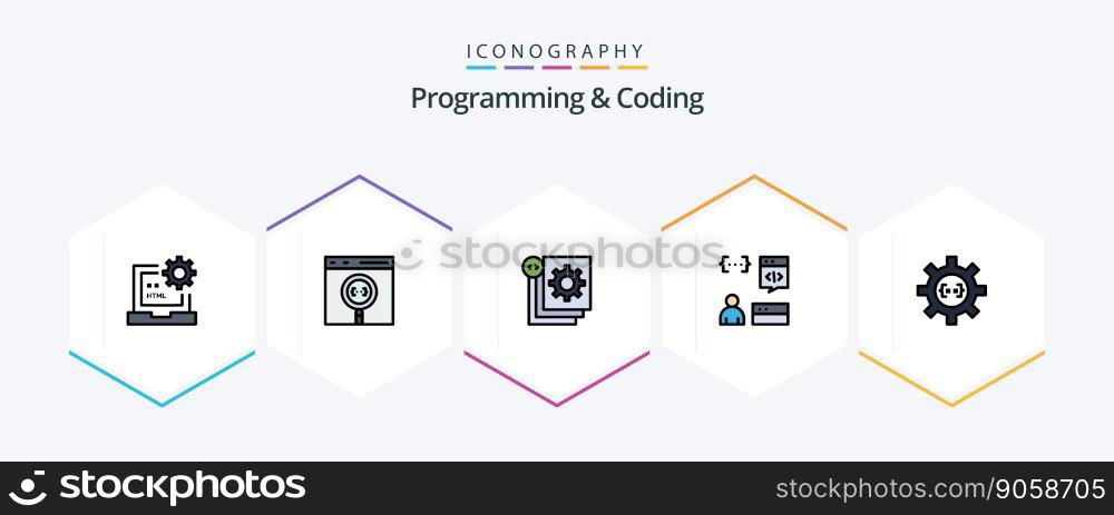 Programming And Coding 25 FilledLine icon pack including develop. app. develop. programming. development