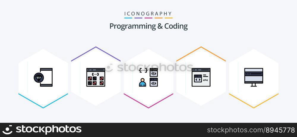 Programming And Coding 25 FilledLine icon pack including develop. browser. development. development. coding