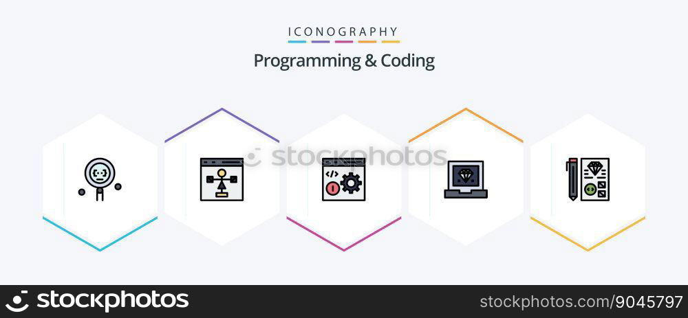 Programming And Coding 25 FilledLine icon pack including development. coding. flowchart. programming. develop