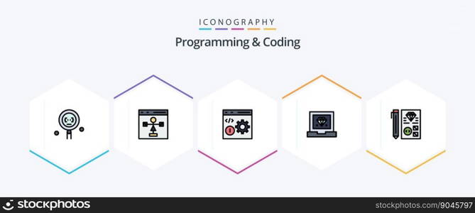 Programming And Coding 25 FilledLine icon pack including development. coding. flowchart. programming. develop