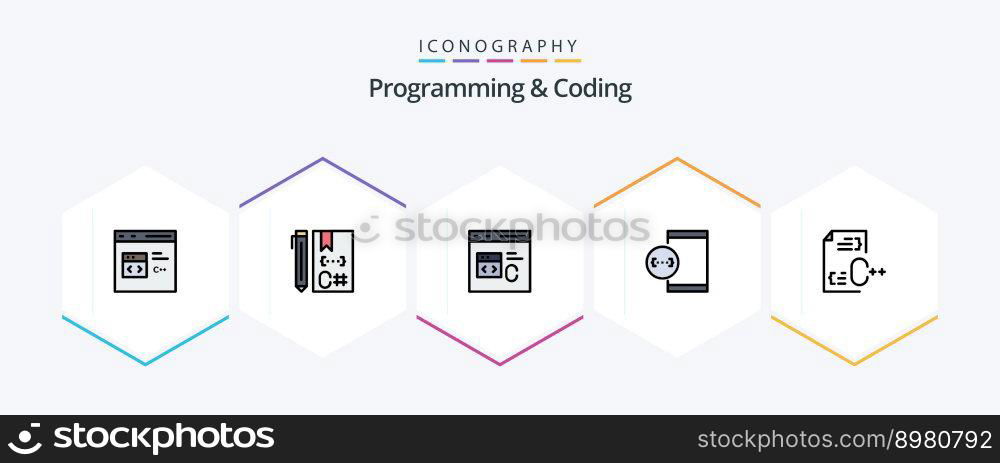 Programming And Coding 25 FilledLine icon pack including . . development. file. develop