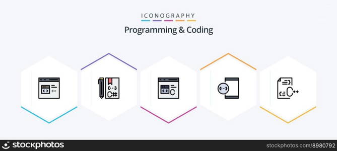 Programming And Coding 25 FilledLine icon pack including . . development. file. develop