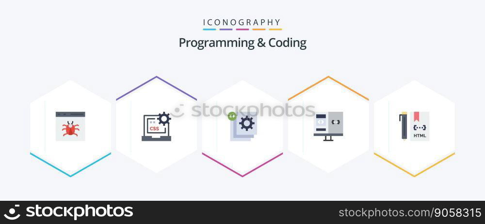 Programming And Coding 25 Flat icon pack including computer. app. develop. programming. development