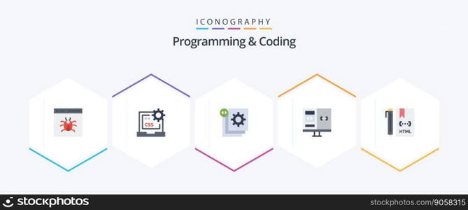Programming And Coding 25 Flat icon pack including computer. app. develop. programming. development