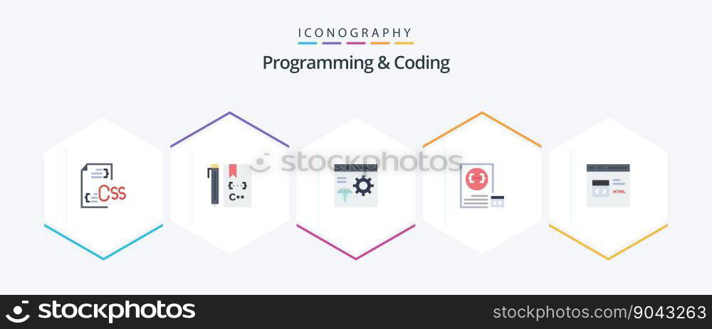 Programming And Coding 25 Flat icon pack including develop. app. develop. development. coding