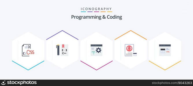 Programming And Coding 25 Flat icon pack including develop. app. develop. development. coding