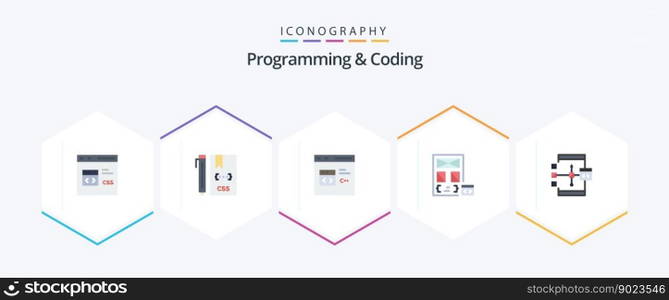 Programming And Coding 25 Flat icon pack including develop. app. develop. page. develop
