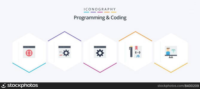 Programming And Coding 25 Flat icon pack including develop. cloud. development. development