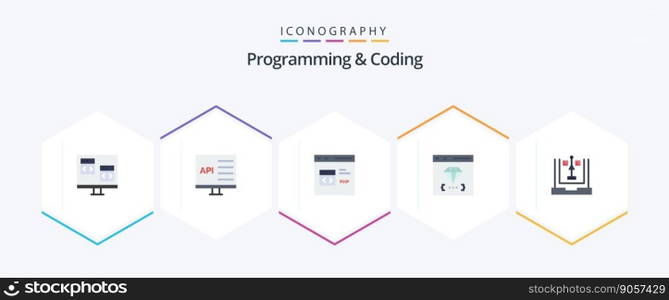 Programming And Coding 25 Flat icon pack including development. coding. development. development. coding