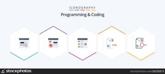 Programming And Coding 25 Flat icon pack including development. coding. development. list. develop