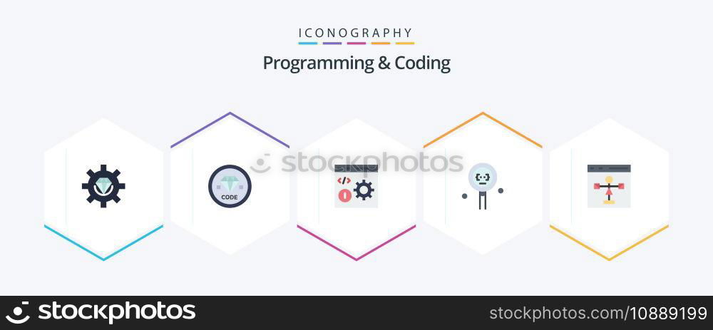 Programming And Coding 25 Flat icon pack including development. coding. development. programming. develop