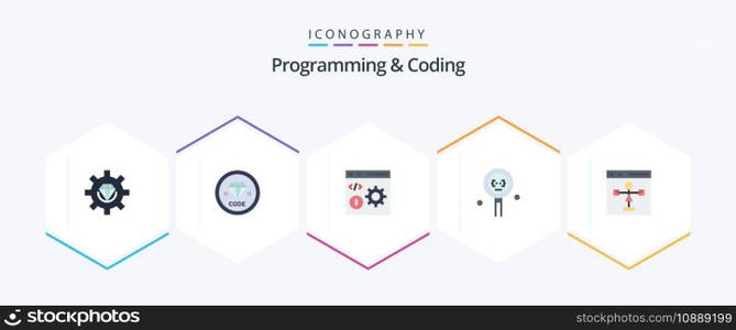 Programming And Coding 25 Flat icon pack including development. coding. development. programming. develop