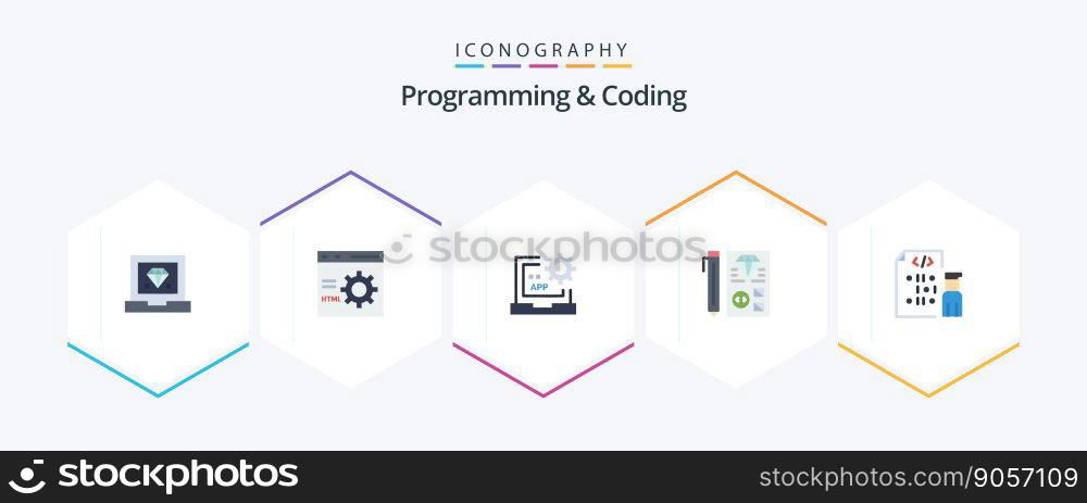 Programming And Coding 25 Flat icon pack including development. coding. development. programming. develop