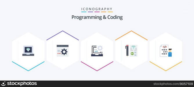 Programming And Coding 25 Flat icon pack including development. coding. development. programming. develop