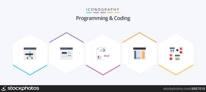 Programming And Coding 25 Flat icon pack including development. design. document. page. develop