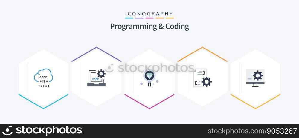 Programming And Coding 25 Flat icon pack including file. develop. development. search. development