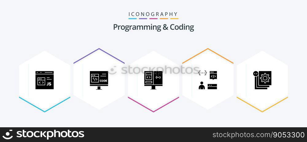 Programming And Coding 25 Glyph icon pack including develop. app. develop. development. computer