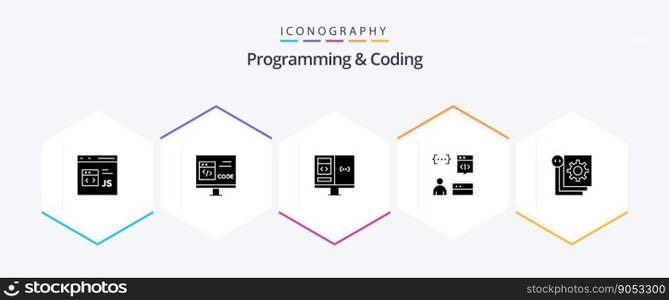 Programming And Coding 25 Glyph icon pack including develop. app. develop. development. computer