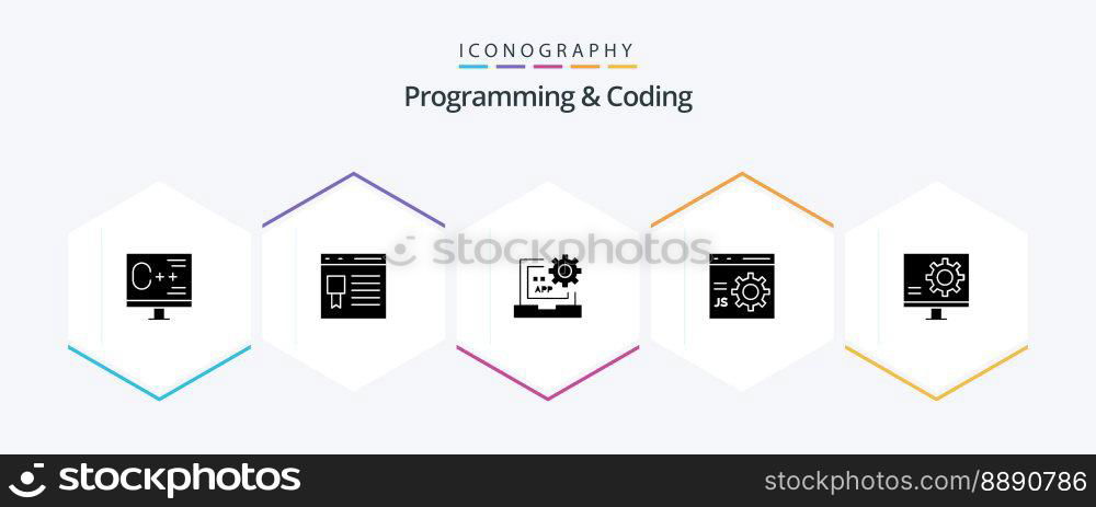 Programming And Coding 25 Glyph icon pack including develop. browser. page. programming. develop