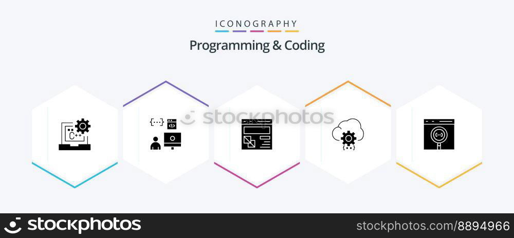 Programming And Coding 25 Glyph icon pack including develop. cloud. development. webpage. development