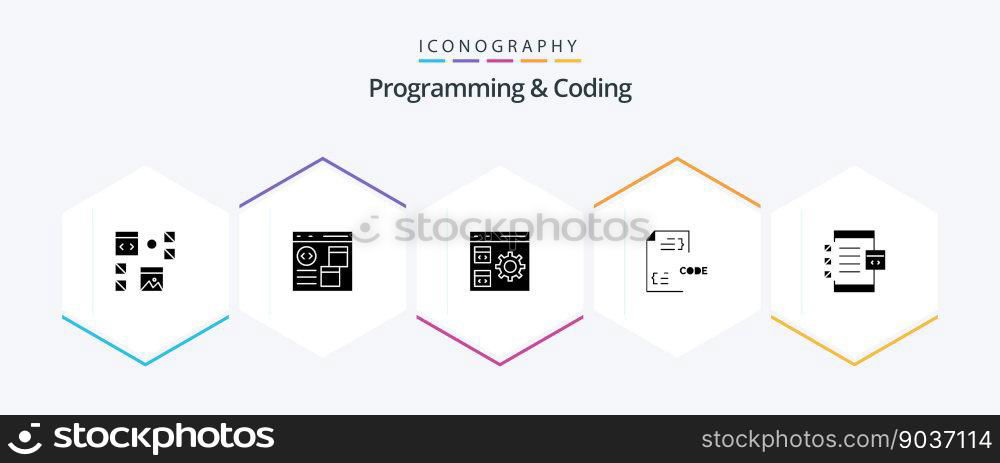 Programming And Coding 25 Glyph icon pack including develop. code. develop. management. develop