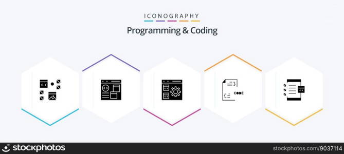 Programming And Coding 25 Glyph icon pack including develop. code. develop. management. develop