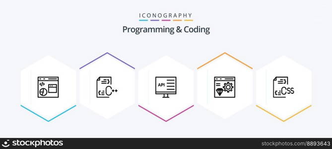 Programming And Coding 25 Line icon pack including coding. app. development. development. computer