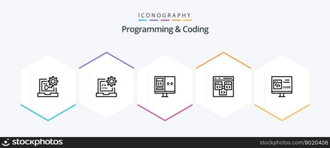 Programming And Coding 25 Line icon pack including coding. app. development. development. computer
