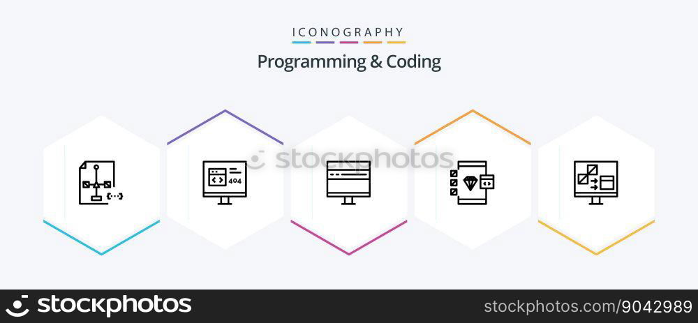 Programming And Coding 25 Line icon pack including coding. app. development. news. develop