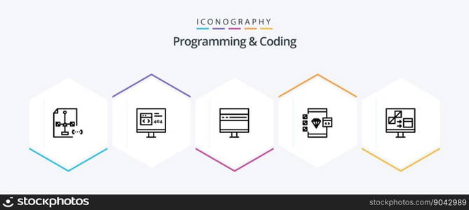Programming And Coding 25 Line icon pack including coding. app. development. news. develop