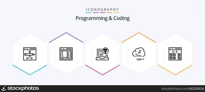 Programming And Coding 25 Line icon pack including coding. cloud. development. develop. code