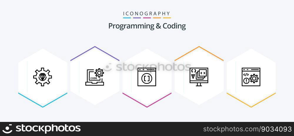 Programming And Coding 25 Line icon pack including develop. app. development. develop