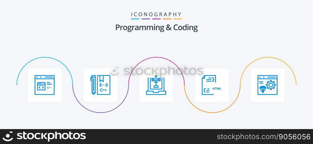 Programming And Coding Blue 5 Icon Pack Including coding. app. flowchart. html. development