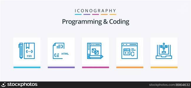 Programming And Coding Blue 5 Icon Pack Including coding. c. file. planning. development. Creative Icons Design