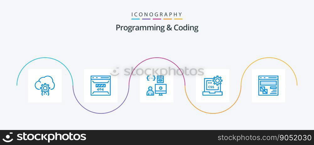 Programming And Coding Blue 5 Icon Pack Including css. code. page. programmer. develop