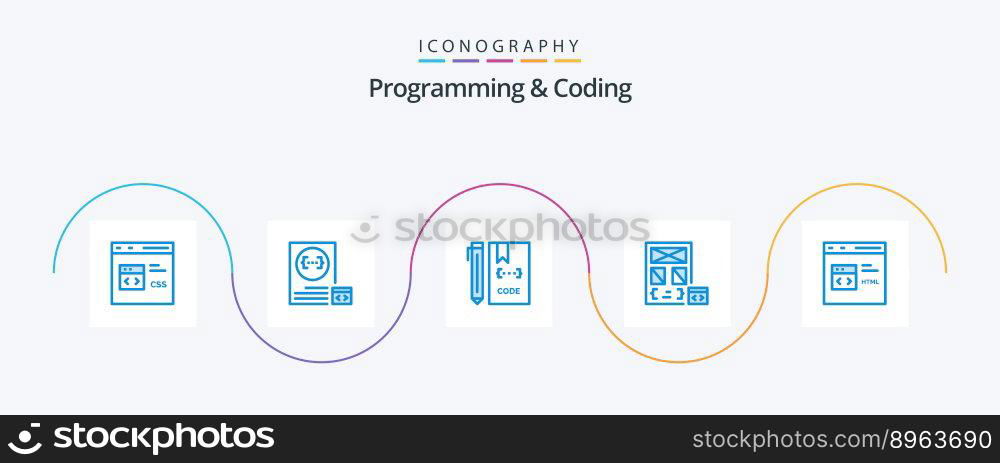 Programming And Coding Blue 5 Icon Pack Including develop. app. development. file. develop