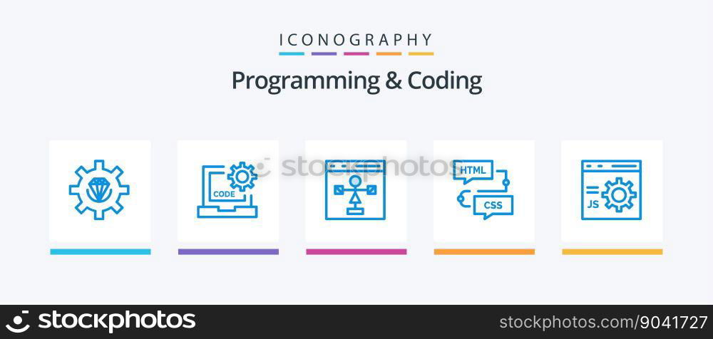 Programming And Coding Blue 5 Icon Pack Including develop. browser. development. programming. development. Creative Icons Design