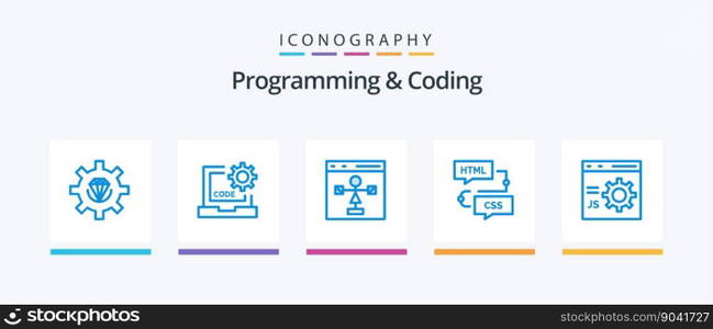 Programming And Coding Blue 5 Icon Pack Including develop. browser. development. programming. development. Creative Icons Design