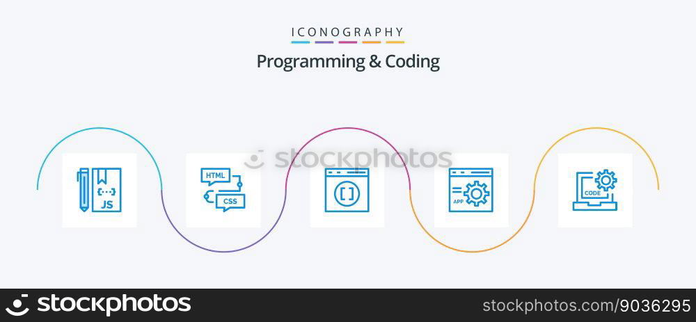 Programming And Coding Blue 5 Icon Pack Including develop. browser. flowchart. develop