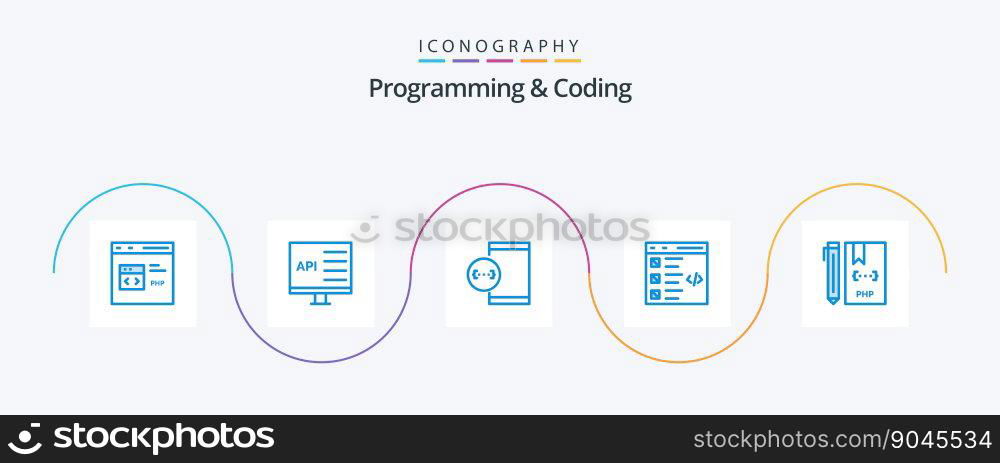 Programming And Coding Blue 5 Icon Pack Including develop. check. develop. device. develop
