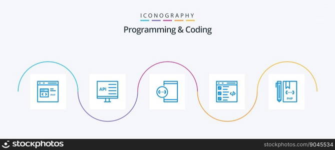Programming And Coding Blue 5 Icon Pack Including develop. check. develop. device. develop