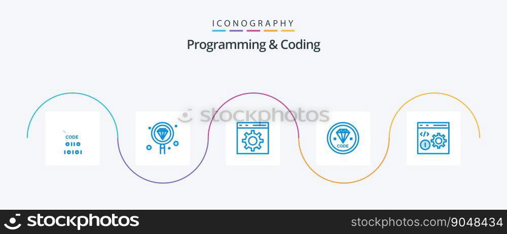 Programming And Coding Blue 5 Icon Pack Including develop. code. programming. development