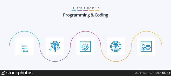 Programming And Coding Blue 5 Icon Pack Including develop. code. programming. development