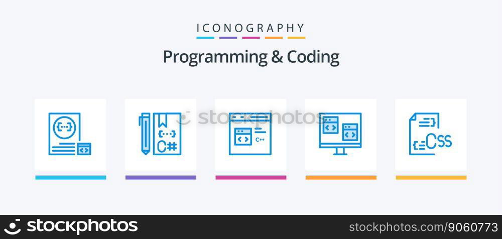 Programming And Coding Blue 5 Icon Pack Including develop. coding. develop. development. computer. Creative Icons Design