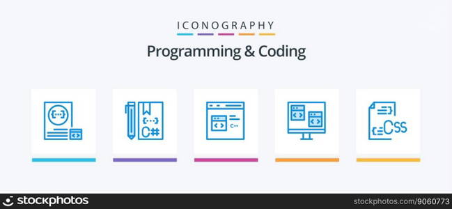 Programming And Coding Blue 5 Icon Pack Including develop. coding. develop. development. computer. Creative Icons Design