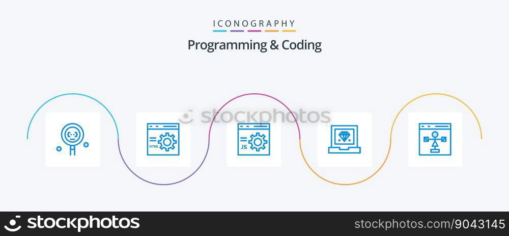 Programming And Coding Blue 5 Icon Pack Including development. coding. development. development