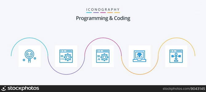 Programming And Coding Blue 5 Icon Pack Including development. coding. development. development