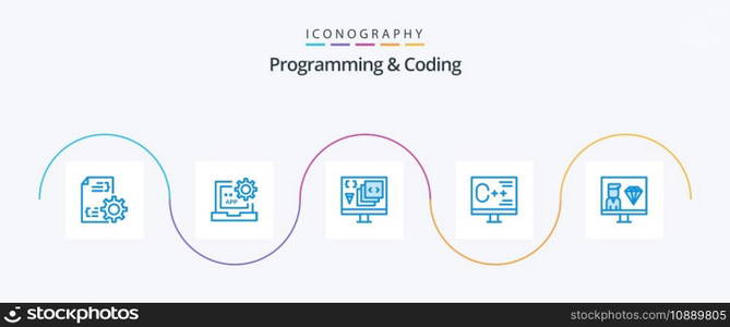 Programming And Coding Blue 5 Icon Pack Including development. coding. development. programming. develop