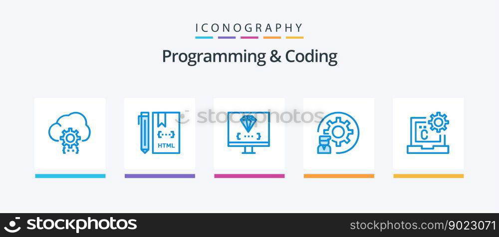 Programming And Coding Blue 5 Icon Pack Including development. coding. development. programming. develop. Creative Icons Design